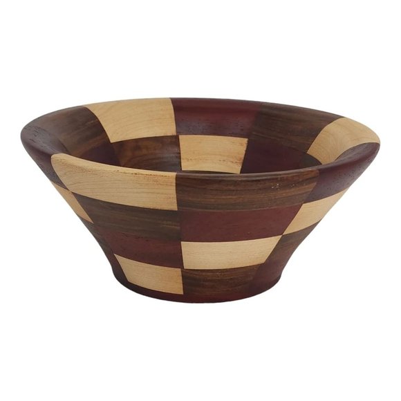 Rosewood, Padauk, Maple Wood Bowl Segmented Turned 8.75" Diameter Made in US - Picture 3 of 8